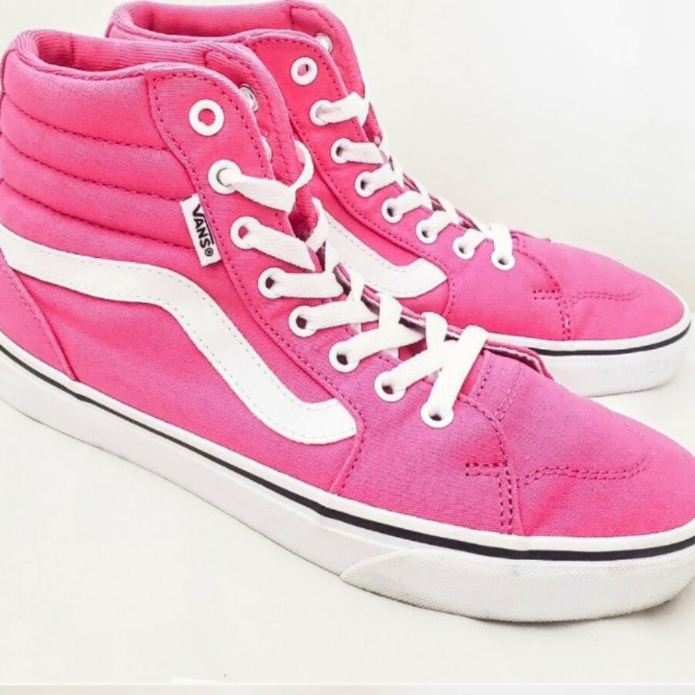 Vans Pink and White High-Top Sneakers
